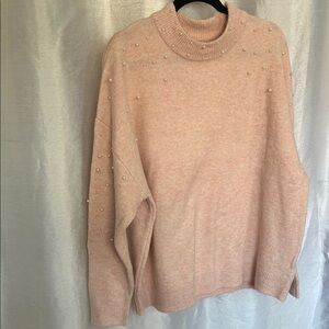 Pink Pearl-Studded Sweater